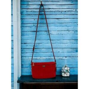 COACH Leather Crossbody Coral Orange Adjustable